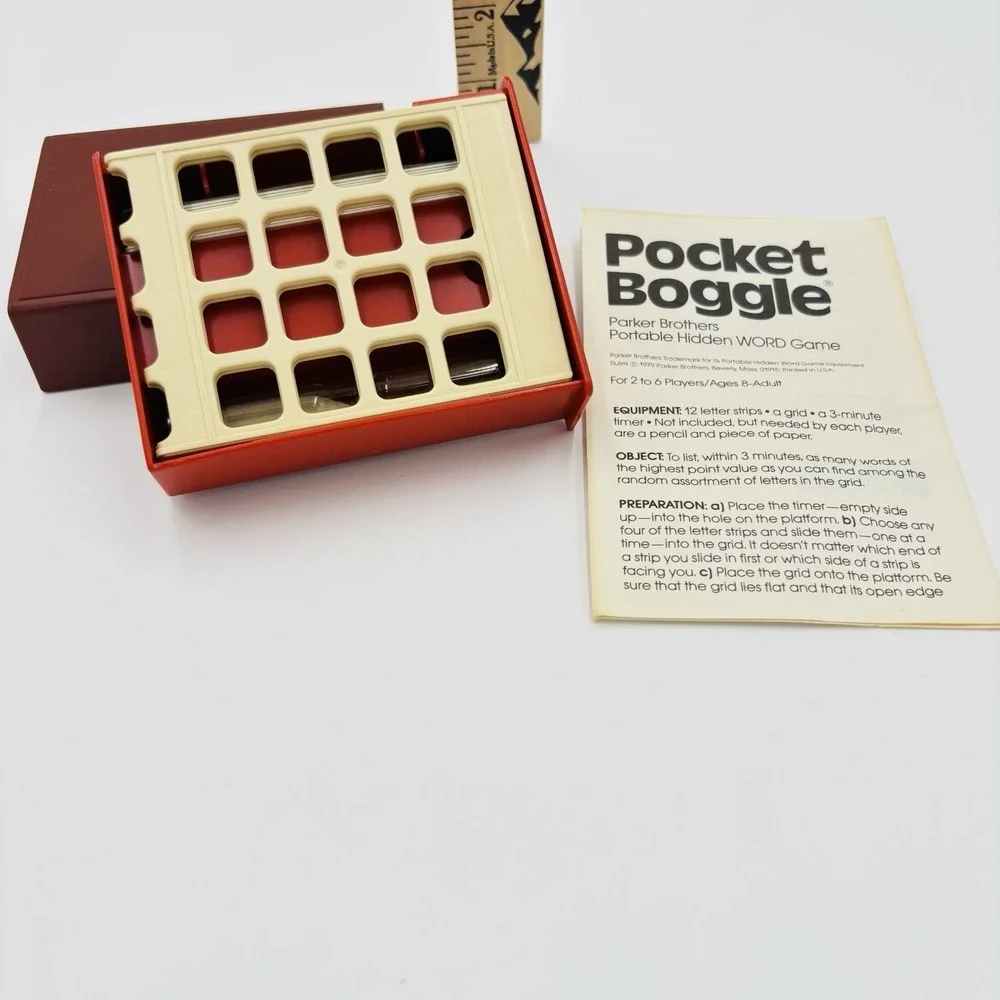 Vintage 1980 Parker Brothers Pocket Boggle Travel Slide Box Game Complete